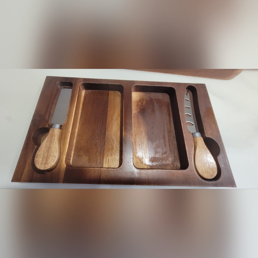 NWoT Charcuterie Set 10pc Wood & Slate - Picture 3 of 6